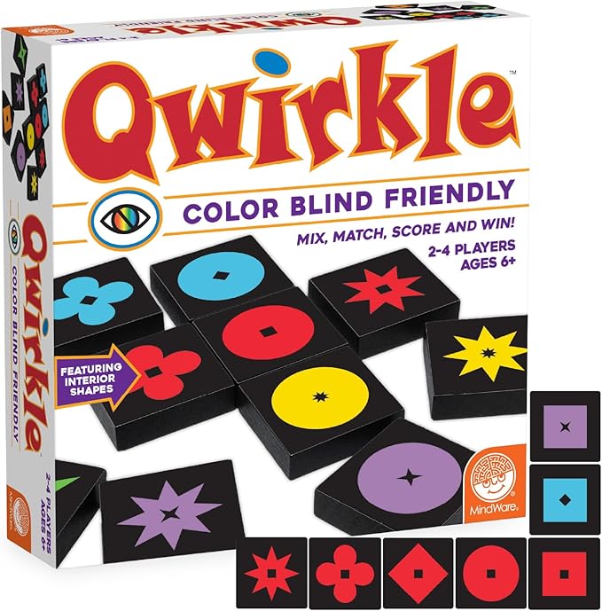 MindWare Qwirkle Color Blind Friendly Family Game Game for Kids and Adults - Fun Family Game Night Game for Concentration and Visual-Thinking Skills - Ages 6+