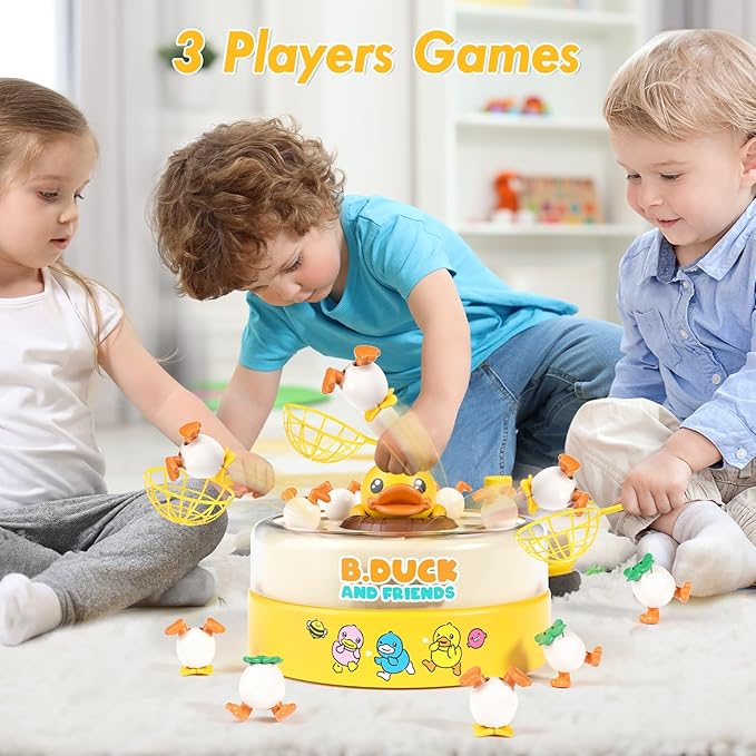 B.Duck Catch and Bounce Games Toys for Kids 3-5, B.Duck Board Games with 3 Nets for Kids 4-6, Birthday Gifts for Toddler Boys Girls 3 4 5 6 Years Old