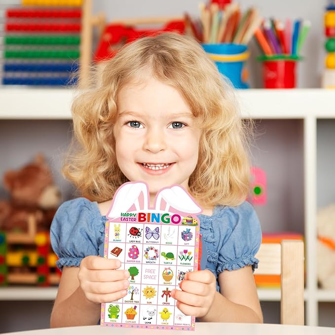 Fancy Land Easter Bingo Game for Kids 24 Players Die-Cut Party Supplies Classroom Party Activities Game