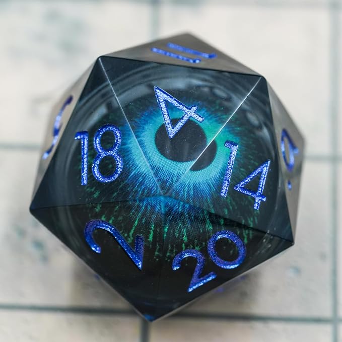 Dungeons and Dragons DND Dice D20, Moving Eyeball Liquid Core Dice Set D&D 33MM Oversized D20 Single Sharp Edge Resin dice with Gift Case, Polyhedral Dice for Role Playing Game