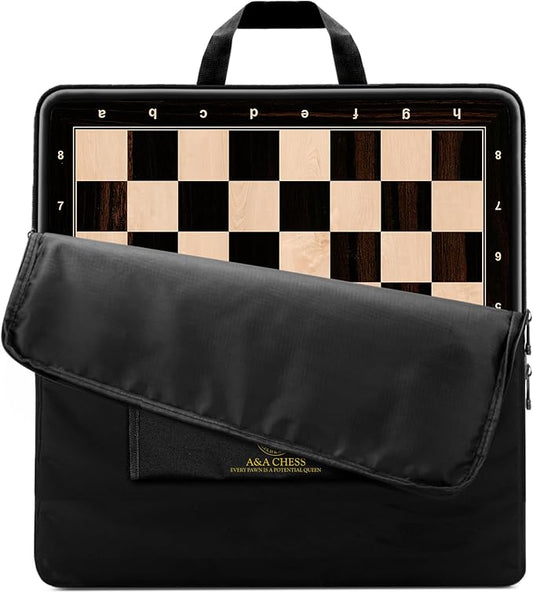 A&A 21.25" Professional Wooden Tournament Chess Board/African Palisander & Maple Inlay / 2.25" Squares w/Notation