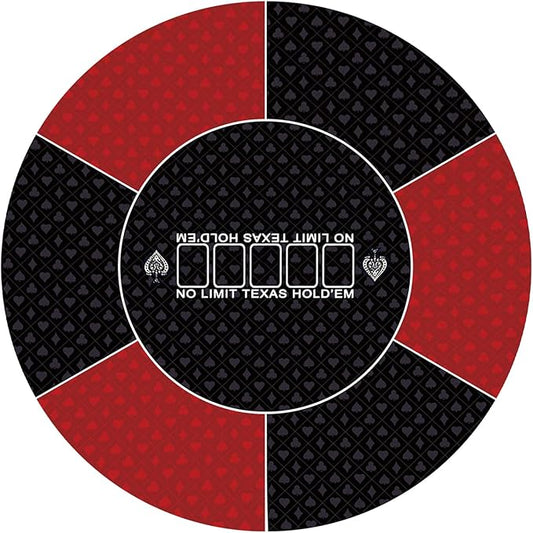 nuveti 24/31/47/55/63inch Round Poker Mat for Texas Holdem | Portable Poker Table Top with Art Deco Layout Print 6-8 Player Game Layout Mat to Play Cards, Poker Games, Blackjack, Casino