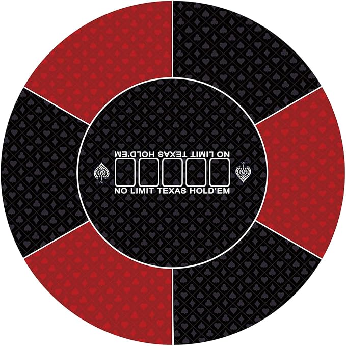 nuveti 24/31/47/55/63inch Round Poker Mat for Texas Holdem | Portable Poker Table Top with Art Deco Layout Print 6-8 Player Game Layout Mat to Play Cards, Poker Games, Blackjack, Casino