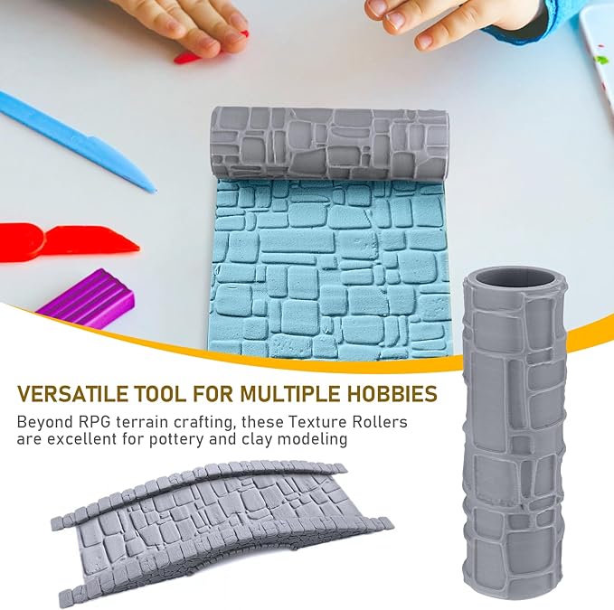RPG Terrain Texture Roller – High-Definition Scene Detailing Tool for DND Terrain, Clay/Foam Carving Roller for ABS Polymer Clay Patterns, Creative Board Game Accessory Set
