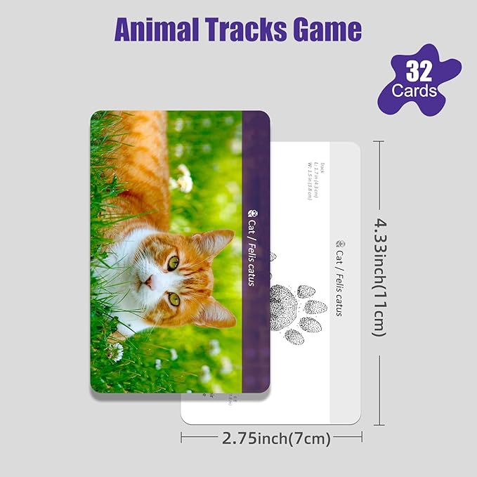 MEROCO Farm Animal Tracks Cards for Kids,Animal Flash Cards,Animal Tracks Matching Game,Kids Science Learning Educational Toys Homeschool Preschool Autism Learning Materials Toys for 4 Year