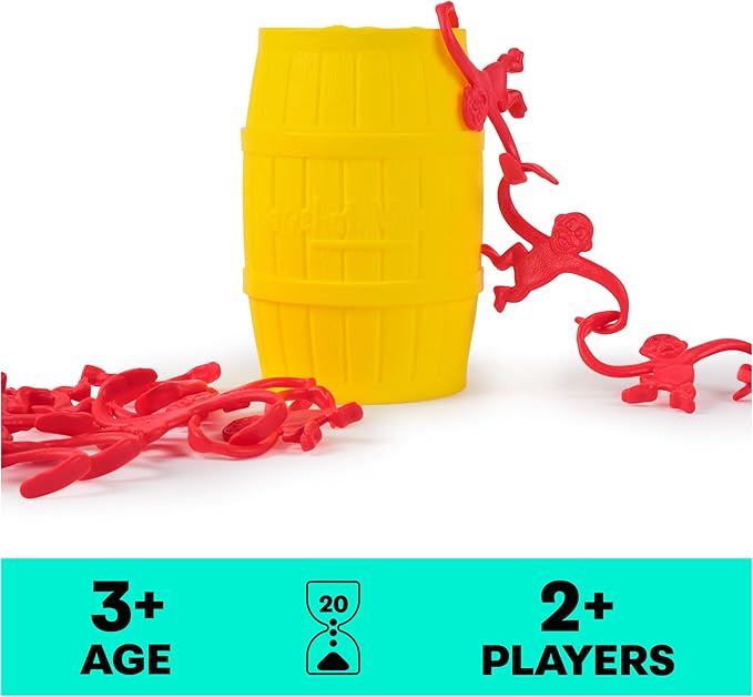 Spin Master Games, Barrel of Monkeys, Retro Linking Fun for Preschoolers, Family Games, 1 & Up Players, for Ages 3 & Up