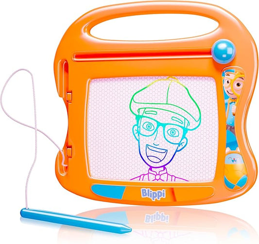 Lollipop Blippi Magnetic Travel Sketcher - A Portable Drawing Pad for Kids, Complete with Magnetic Pen and Eraser Knob Great Blippi Toys for Girls and Boys