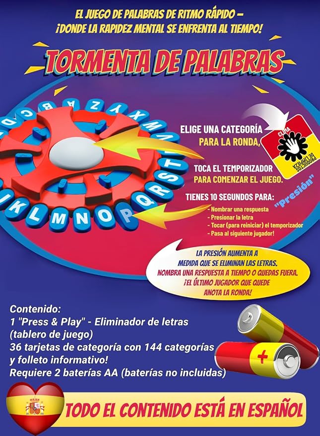 26 Teclas Basta Juego De Mesa, Juegos De Mesa En EspañOl, Spanish Games, Quick Thinking Letter Pressing Word Game, A Great Board Game for Family and Friends (MX)