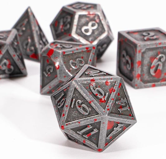 D&D Dice Set for Dungeons and Dragons, D20 Metal Dice for Gaming, Shadowrun Pathfinder (SilverBlood)