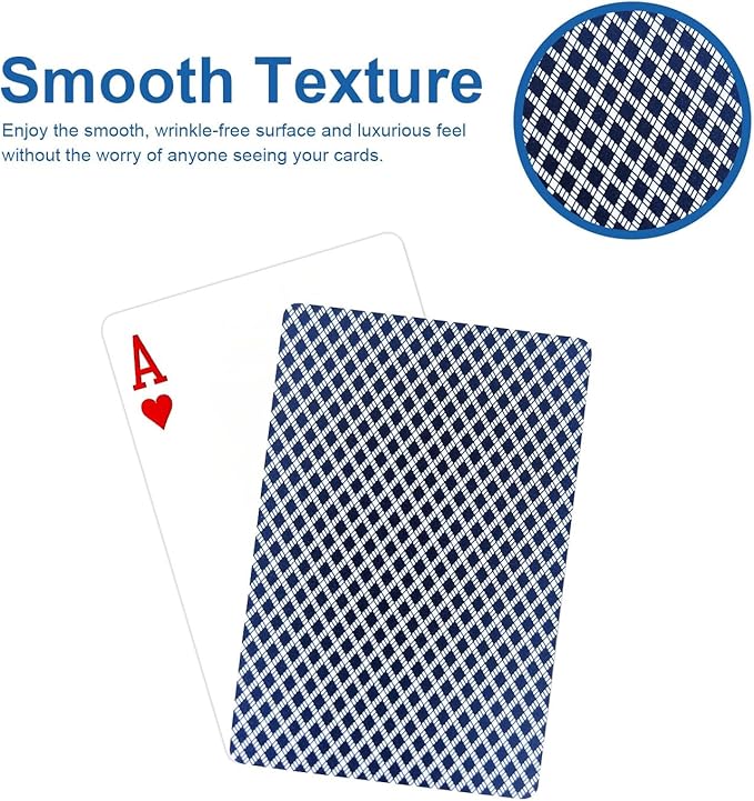 Waterproof Playing Cards, Premium Plastic Playing Cards, Deck of Cards, Poker Cards Games Waterproof Cards for Camping Games, Standard Index Card for Blackjack Bridge Card Games, 1 Deck, Blue