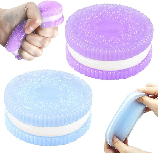 2 Packs Cookie Squishies Fidget Toys Adults, Squeeze Toys Sticky Sensory Toys for Kids with Autism, Stress Balls for Adults Fidgets Birthday Gifts Party Favors for Kids(Green Purple)