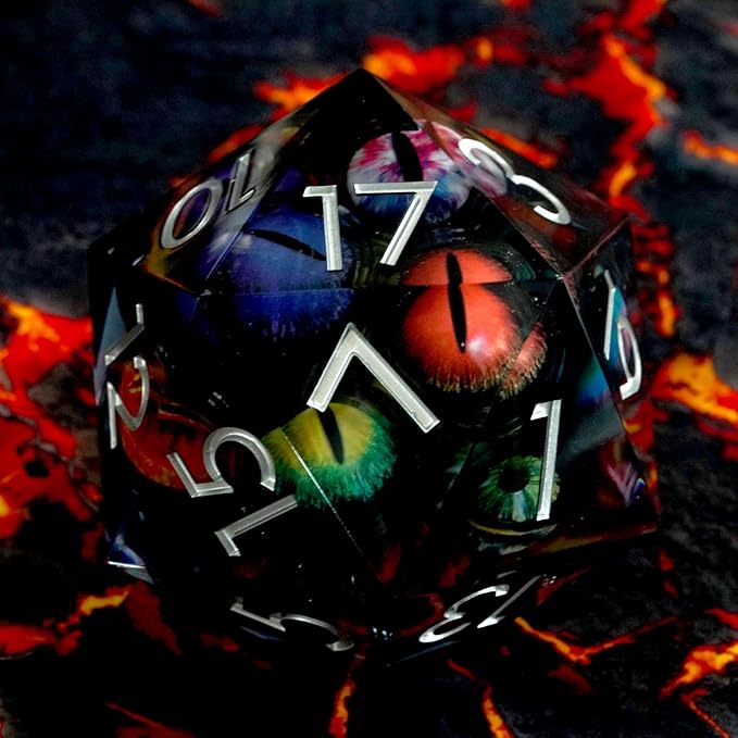 Dungeons and Dragons Dice D20,85mm Dragon Eye D20,Liquid Core Dice for TTRPG