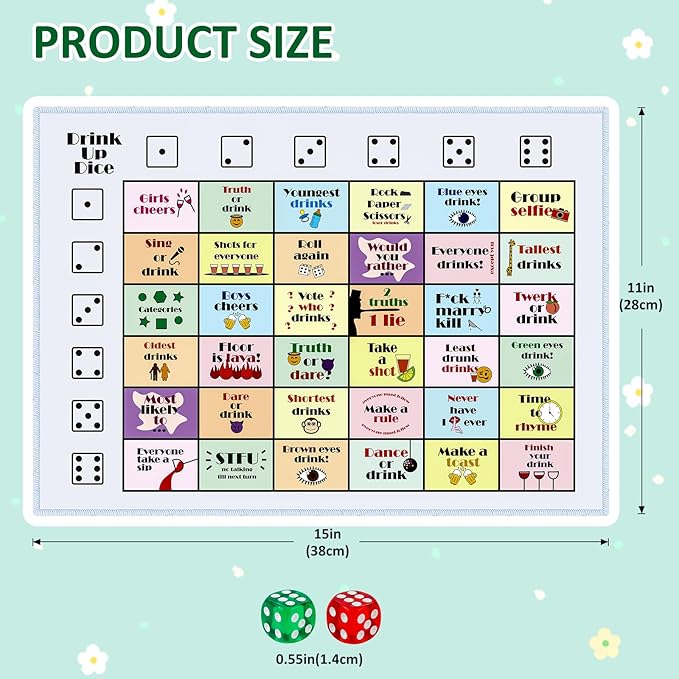 Drinking Games for Adults, Rubber Mat Drinking Board Game, Funny Party Interactive Drinking Games for Game Night, Birthday, Family Play or Any Occasion, Age 21+