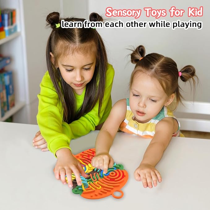 Silicone Sensory Activity Board,Double-Sided Busy Board for Fine Motor Skill,Fidget Toy for Calming, Stress, Anxiety, ADHD , Autism , Silent, No Mess , Kids 3+ & Adults(Hamburger,Colorful)