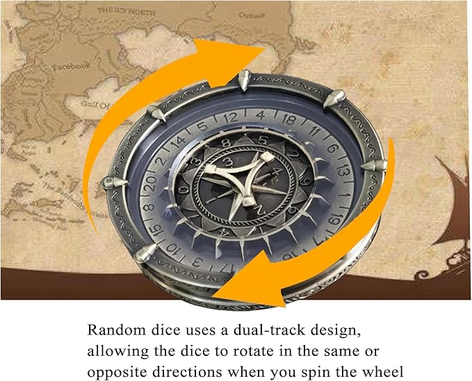 7-in-2 Random King Metal DND dice Spinner for Board Games, Maggie d&d dice Set D20 D12 D10 D% D8 D6 D4, Support 30+ Gameplay Options