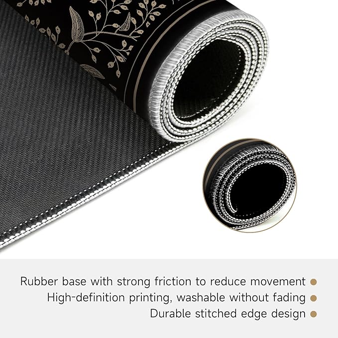 Mahjong Mat for Table - Durable Mahjong Table Cover with Unique Design, Premium Mahjong Accessories, Perfect Mahjong Gifts for Women, Game Mat for Mahjong and Board Game Enthusiasts (Noir Floral)