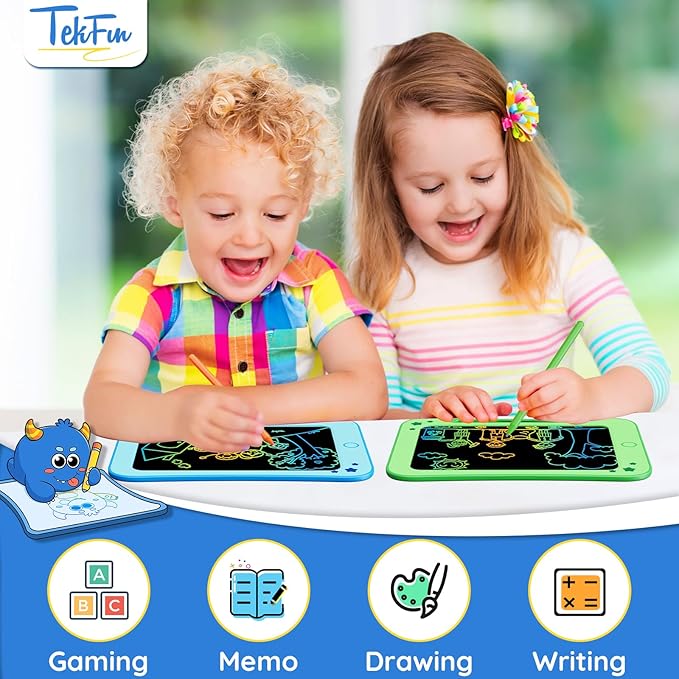TEKFUN Toddler Kids Toys Gifts - 8.5 Inch LCD Writing Tablet Kids Doodle Board with Stickers Colorful Drawing Tablet, Kids Birthday Christmas Gifts Toys for 3 4 5 6 Years Old Boy (Blue)