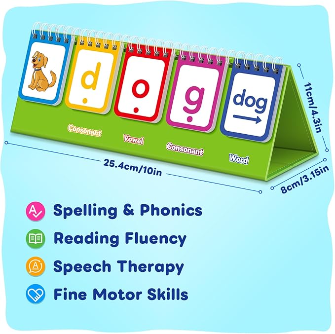CVC Word Games,Phonics Flash Cards for Preschool Kindergarten Learning Activity,Spelling Reading Manipulative Educational Toy Speech Therapy Homeschool Classroom School Teacher Supplies