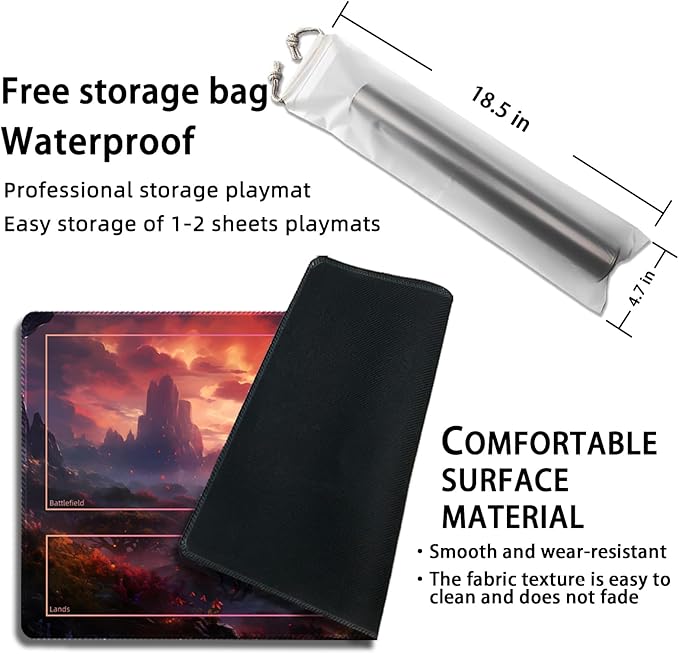 Playmat for MTG, with Free Storage Bags,Game Mat 24 x 14 inches, TCG and Board Game Mat for Cards,Mousepad Desk Mats (Mountain-Auxiliary Combat)