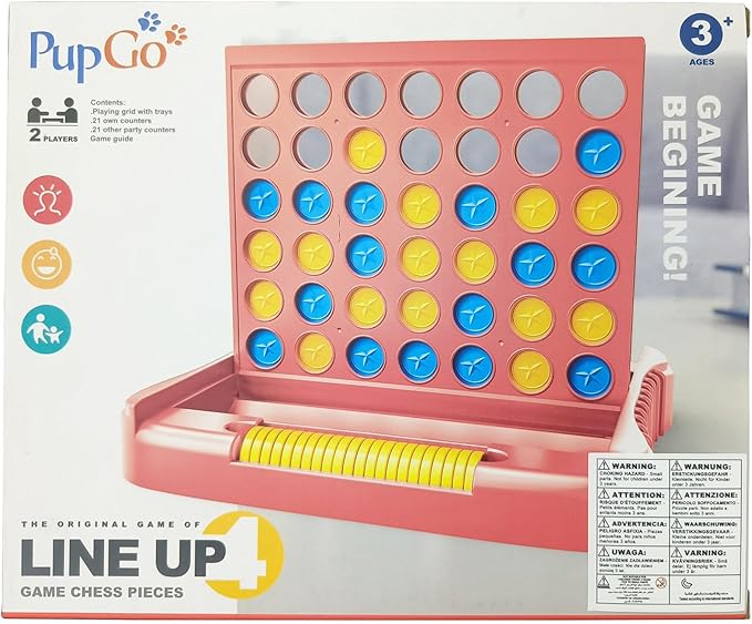Pup Go 4 in a Row Game, Classic Family Board Game for Kids & Adults, Perfect Educational Toy for Boys Girls Ages 3-8, Portable 2-Player Strategy Games for Travel, Foldable with 6 Spare Discs Green