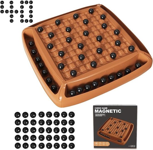 Magnetic Game Chess, Magnet Game Board Games for Adults, Magnet Chess Set Ideal for Family and Friend Game Night, 2-4 Players (Brown40)