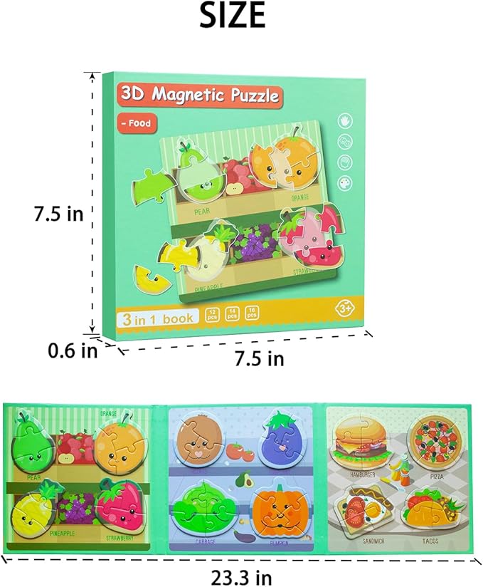 Magnetic Puzzles for Toddlers 2-4, Travel Puzzles Games for Kids Ages 1-3, Activities Toy Jigsaw Puzzles Book for Boys & Girls 1 2 3 4 5, Learning Magnet Present for Road Trip