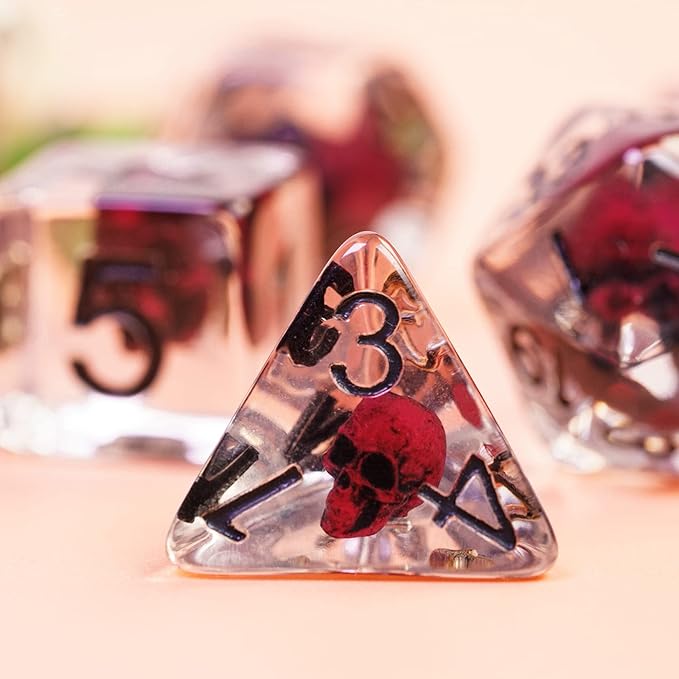 UDIXI Skull DND Dice Set, 7pcs Resin RPG D&D Dice Set for Dungeons and Dragons Role Playing Game and Other Tabletop Games (Red)