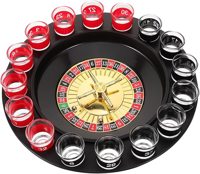 Sosoport Shot Roulette Drinking Game Glass Roulette Shot Glass Roulette Drinking Game Set Party Games Supply for KTV Live House Bar