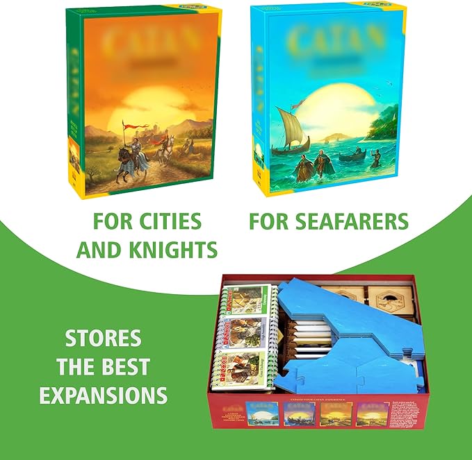 TowerRex Organizer Compatible with Catan Board Game and Cities and Knights, Seafarers Expansions, Storage Insert, Accessories Upgrade