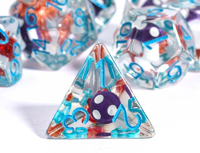 UDIXI 7PCS Polyhedral DND Dice, D&D Dice Set Filled with Mushroom and Flower for Role Playing Dice Games as DND RPG Table Games