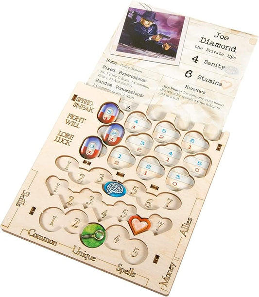 The Broken Token Arkham Player Board - Wood Board Compatible with Arkham Horror 2nd Edition