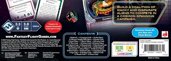Cosmic Odyssey Board Game EXPANSION - Classic Strategy Game of Intergalactic Conquest for Kids and Adults, Ages 14+, 3-8 Players, 2-3 Hour Playtime, Made by Fantasy Flight Games