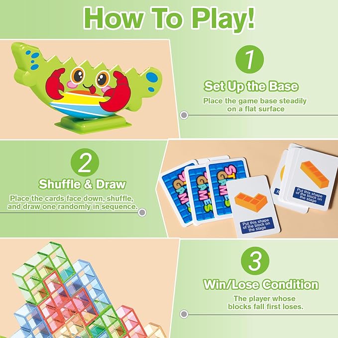 Crab Balance Stacking Game for Kids 3+ | Montessori Fine Motor Skill Toys, Building Blocks Set with Vibrant Colors | Improve Focus & Coordination | Gift Ready in Reusable Box