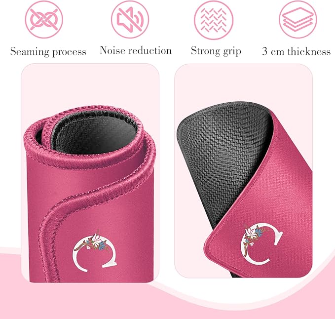 Mahjong Mat | Neoprene Anti-Slip Noise Reduction, Simple Design & Embroidery | 32.4x32.4 Inch Pink | Perfect for Mahjong, Board Games & Tile Games | Elegant Gift(Custom C Letter)