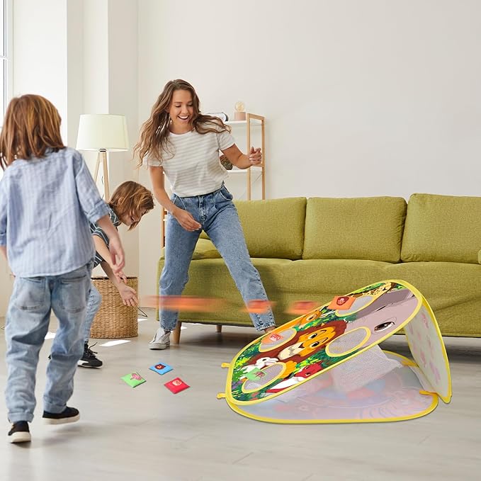 4 in 1 Double-Sided Foldable Cornhole Bean Bag Toss Game Set with Accessories for Kids, Ages 3-6