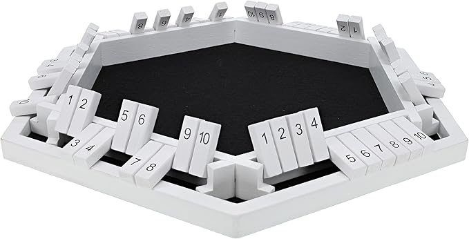 Shut The Box Game 6 Player – White Painted Wood, Wooden Board Game, Table Games for Adults, Bar Games, Portable Dice Game for 1-6 Players, Classic