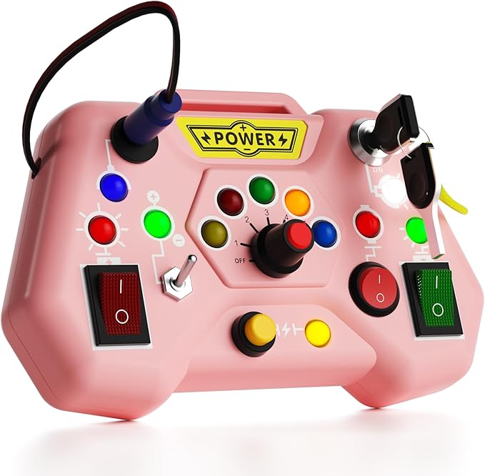 Toddler Busy Board with LED Light - Baby Game Sensory Toy,Light Switches Montessori Toy for 1 Year Old，Kids Educational Learning Activities Toys,Travel Toys and Birthday Gifts for 1 2 3 4 Boys Girls
