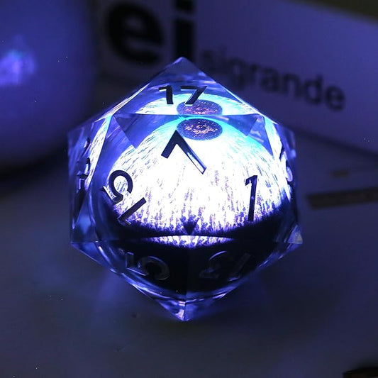 55mm LED Eye D20 Dice,DNDND 20 Sided Resin Dice with Gift Velvet Pouch for Dungeons and Dragons and Table Game(Eye)