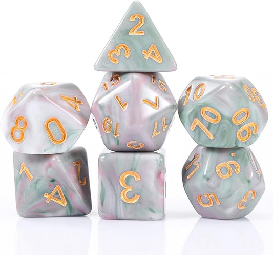 Role Playing Dice Set - 16mm Polyhedral DND Dice in Mixed Colors (Red, Dark Green, Light Green) - Perfect for Dungeons and Dragons, Tabletop Games, and Math Teaching