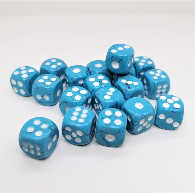 Natural Hand Carved Gemstone Dices, 15mm/0.59in, 6 Sided, Blue Turquoise