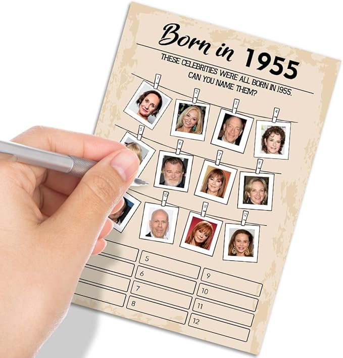 70th Birthday Party Games, Born in 1964 Games, Birthday Party Supplies for Adults, Fun 1955s Party Game，Pack of 30 Cards