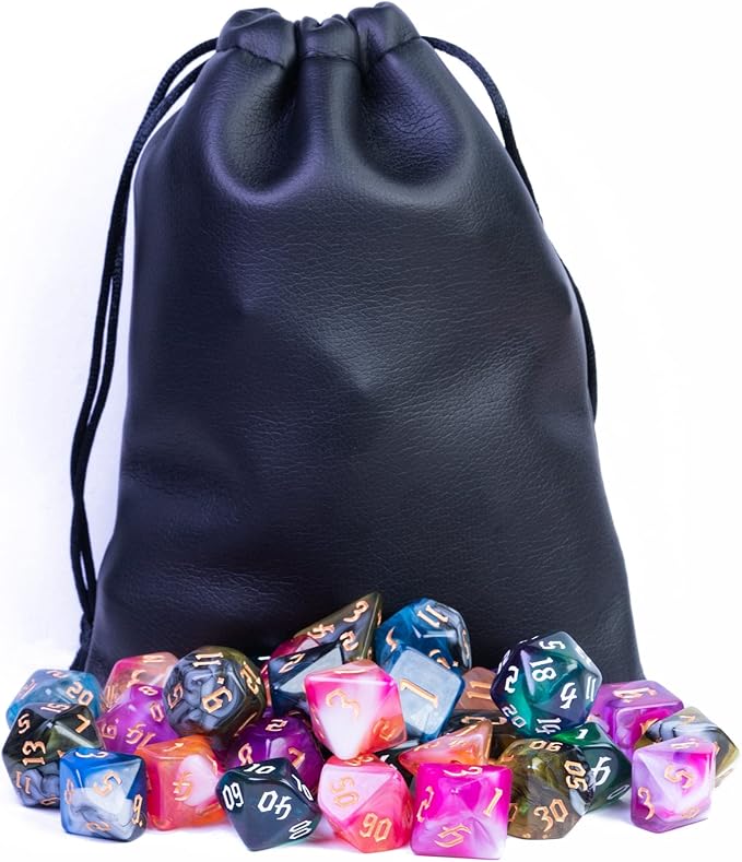 5 Sets DND Dice Polyhedral Dice Set (35pcs) with 1 Large Leather Bag, D&D Dice Set for Dungeons and Dragons, RPG, MTG Table Games. (5Sets-Tricolor)