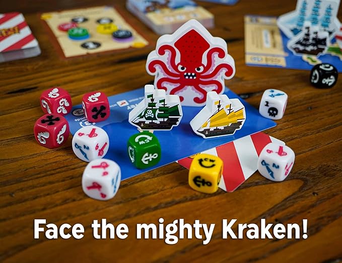 Kraken Skulls - A Swashbuckling Pirate Board Game of Dice and Danger! Family Game Night Fun, 30-45 Minutes, 2-6 Players, Ages 14+
