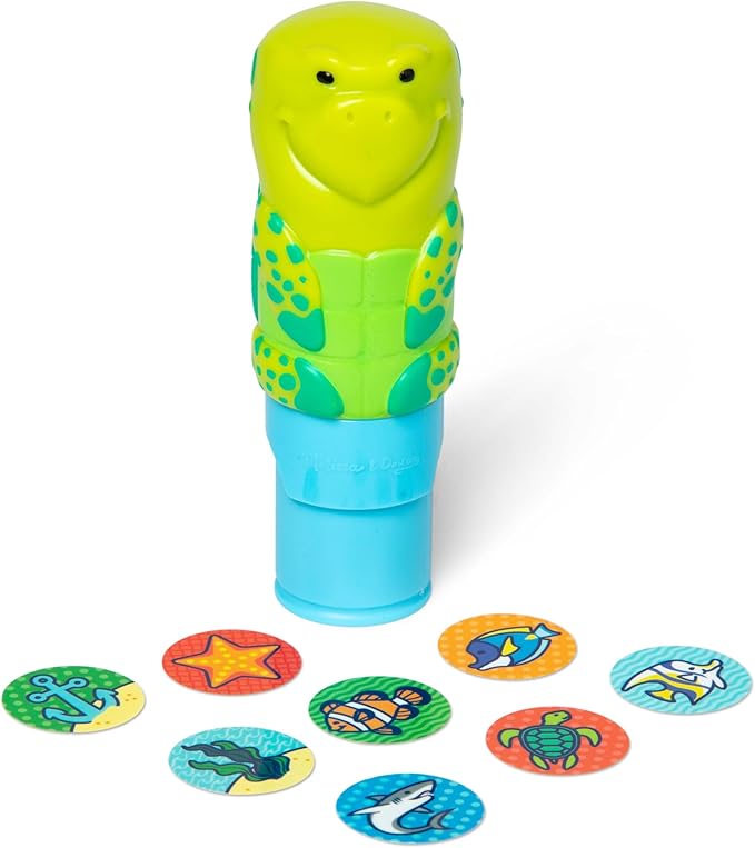 Melissa & Doug Sticker WOW!™ 24-Page Activity Pad and Sticker Stamper, 300 Stickers, Arts and Crafts Fidget Toy Collectible Character – Sea Turtle - FSC Certified