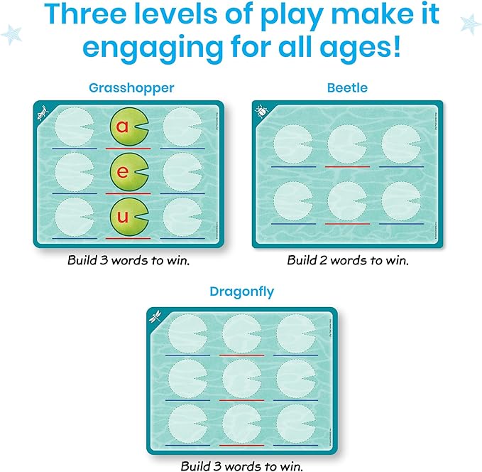 Hand2Mind Lily Pad Letter Hop - CVC & Sight Word Games, Fine Motor Skills Toys, Spelling & Word Making Activities, Family Learning Fun