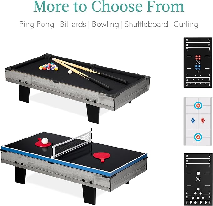 Best Choice Products 11-in-1 Kids Combo Game Table Set for Home, Game Room w/Ping Pong, Foosball, Table Hockey, Chess, Checkers, Shuffleboard, Bowling, 5 Accessory Bags