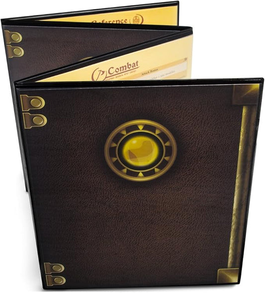Stratagem The Master's Tome 4-Panel Customizable GM Screen with Free Inserts – Dry Erase, Dungeon & Game Master Accessory for Tabletop RPG Campaigns (Black)