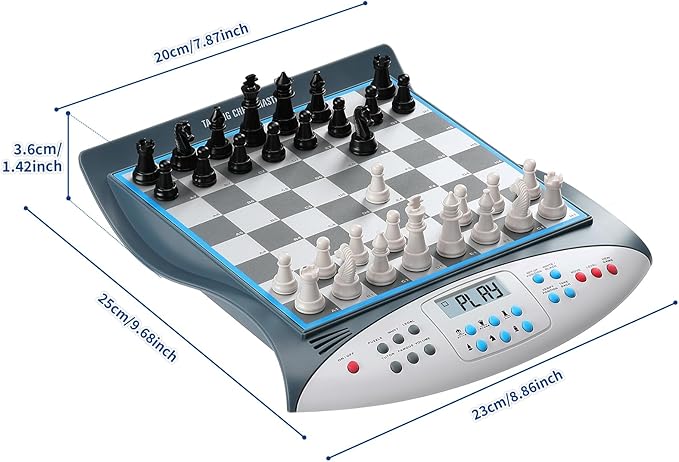 Talking Chess Master Electronic Chess Set - Electronic Chess Board with Voice Teaching System - Kids Learning Trainer - 32 Levels 2000 ELO Computer Chess Game with Sensor Chess Board Magnetic Pieces