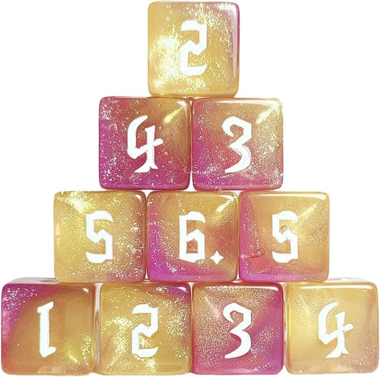 10 PC D6 dice 16mm Acrylic Dice Set for RPG MTG DND Dice Table Games and Board Games (Purple+Gold)