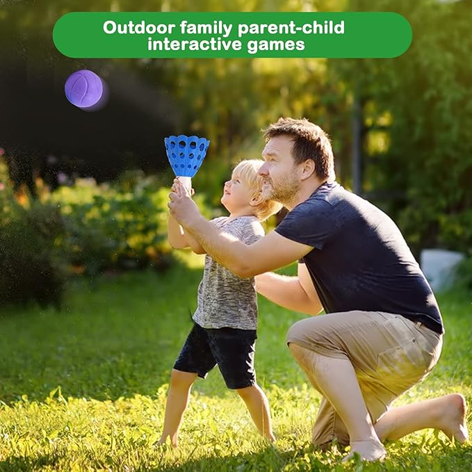Kids Kids Ball Games with 2 Launch Baskets and 10 Balls, Indoor Game/Outdoor Game/Garden Game/Board Game/Fun PartyGame Toys, for 5 6 7 8 9 10 11 12 Year Old Boys Girls, Yellow Blue